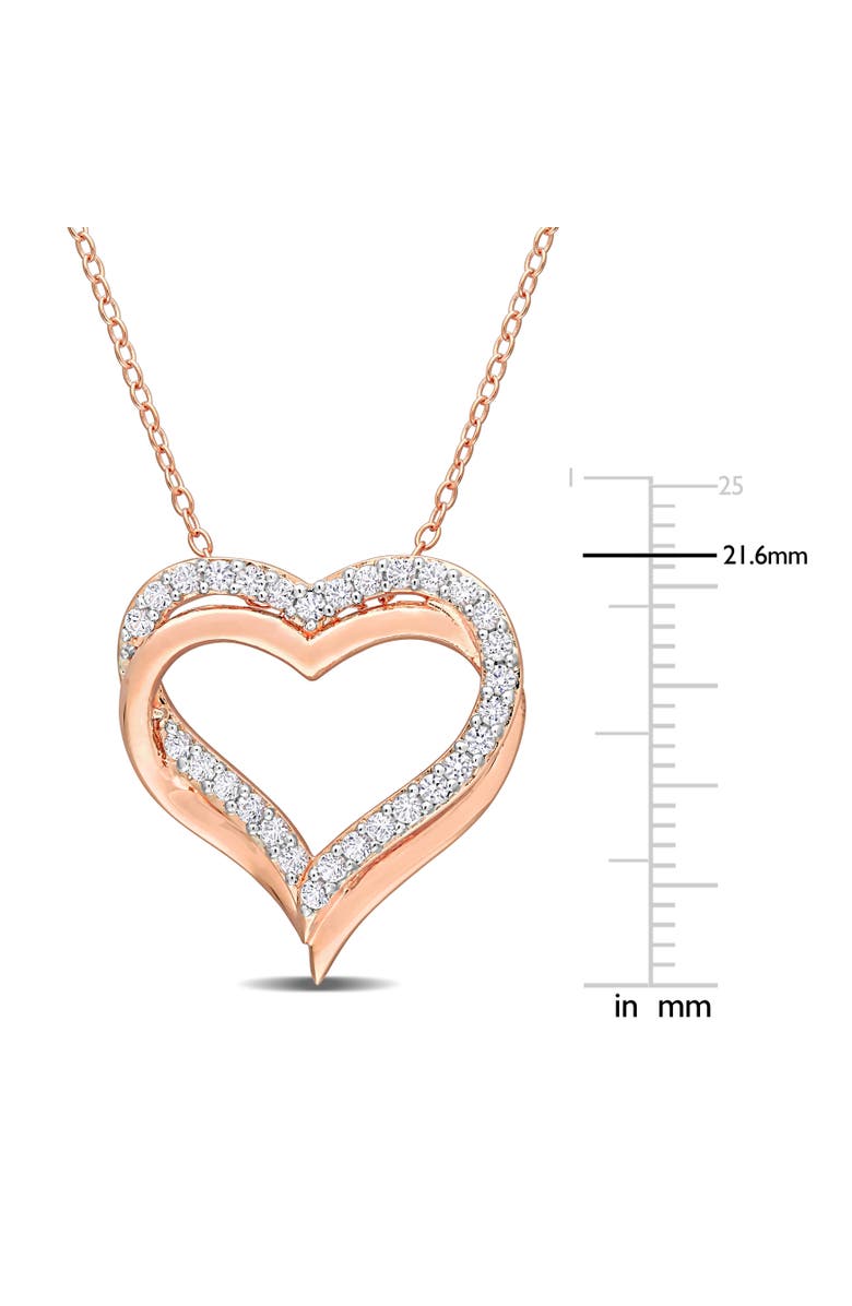 Julianna B. Created White Sapphire Crossover Heart Necklace, Alternate, color, Rose-Plated