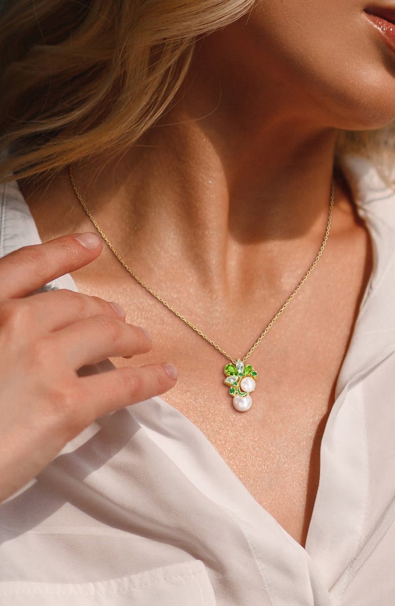 DELMAR Semiprecious Stone & Cultured Pearl Pendant Necklace & Stud Earrings Set, Alternate, color, 