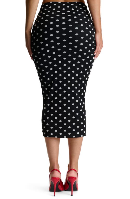 Naked Wardrobe Scoop Waist Midi Skirt In Black White Polka Dot