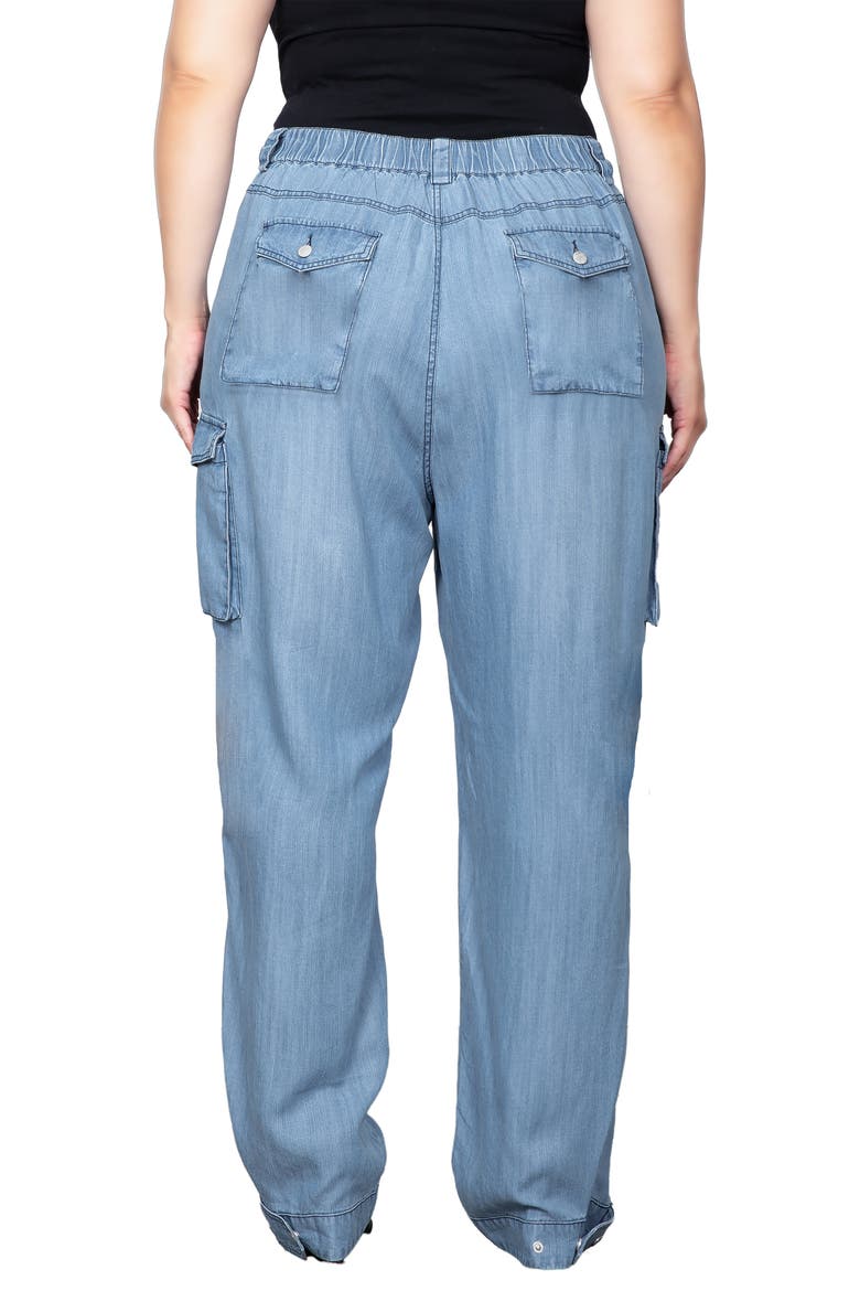 High Waist Chambray Cargo Pants, Alternate, color, BLEACH BLUE