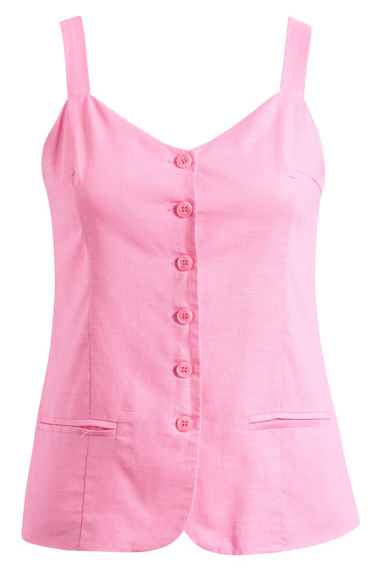 Laurent Cotton & Linen Button-Up Top, Alternate, color, PINK