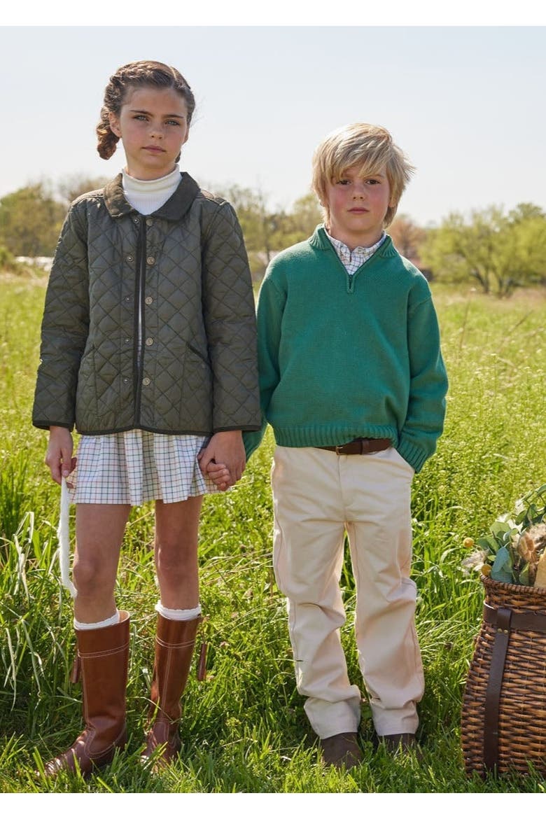 Kids' Quarter Zip Sweater, Alternate, color, Hunter Green
