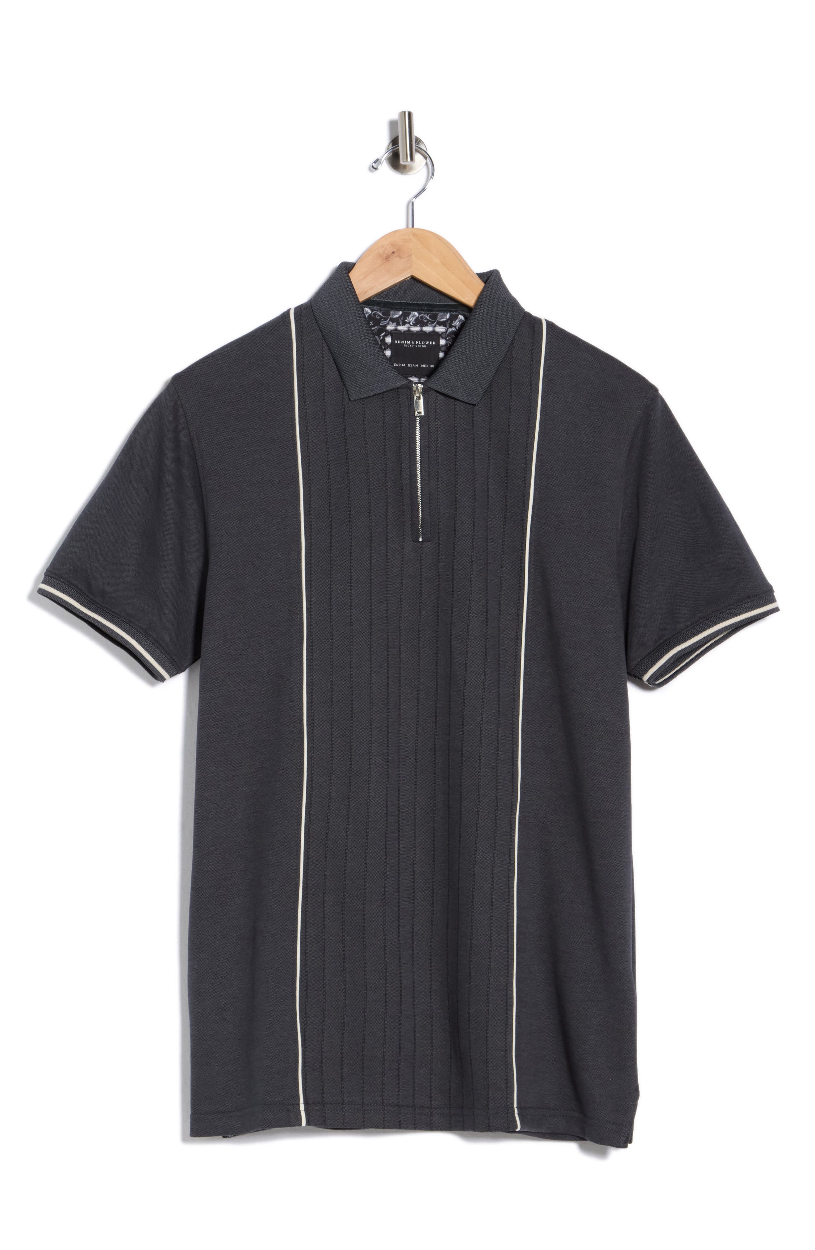 DENIM AND FLOWER Textured Zip Polo