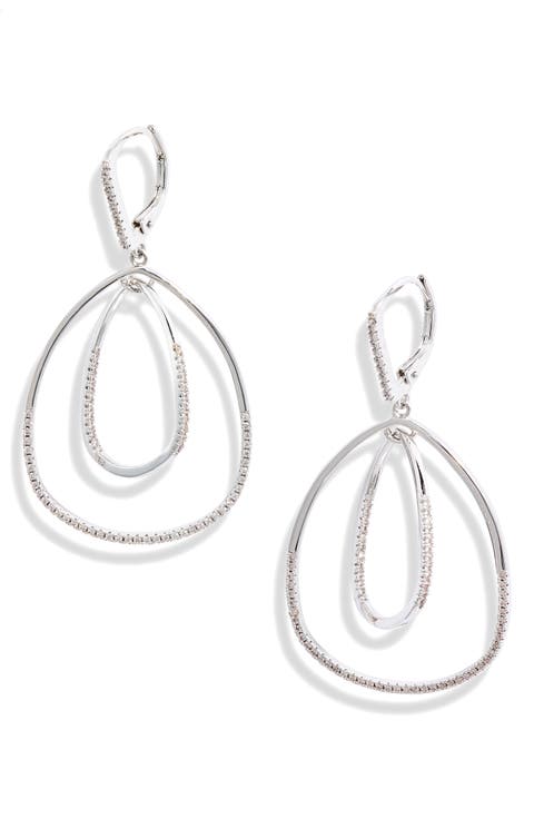 Pavé Inset Oval Orbital Earrings