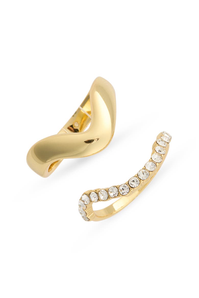 2-Piece Wavy Stackable Ring Set, Main, color, CLEAR / GOLD