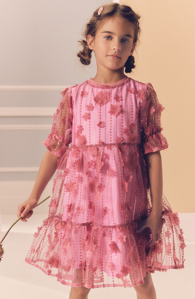 NEXT Kids' Butterfly Sequin Ruffle Mesh Party Dress, Alternate, color, 