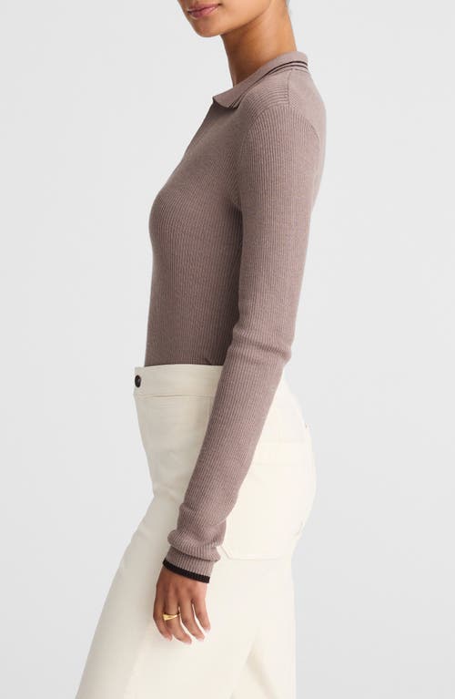 Madewell Johnny-collar Long-sleeve Sweater Top In Gray