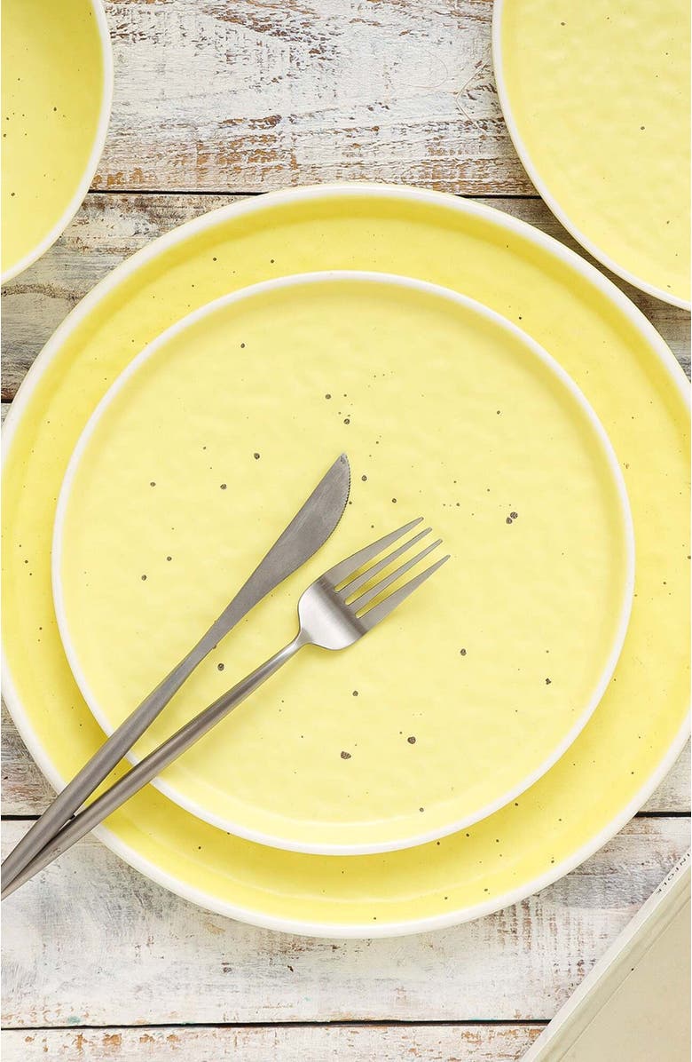 Stone Lain Elena Stoneware 4-Piece Dinner Plate Set, Alternate, color, Yellow