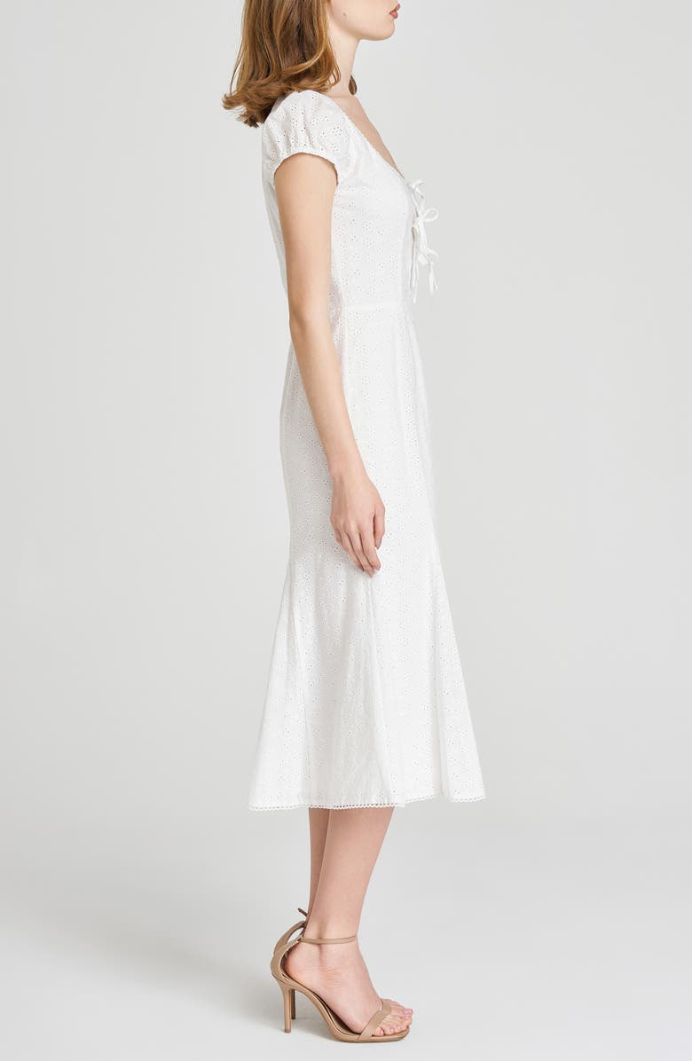 WAYF x Styled by COCO! Cara Cotton Eyelet Midi Dress, Alternate, color, Ivory