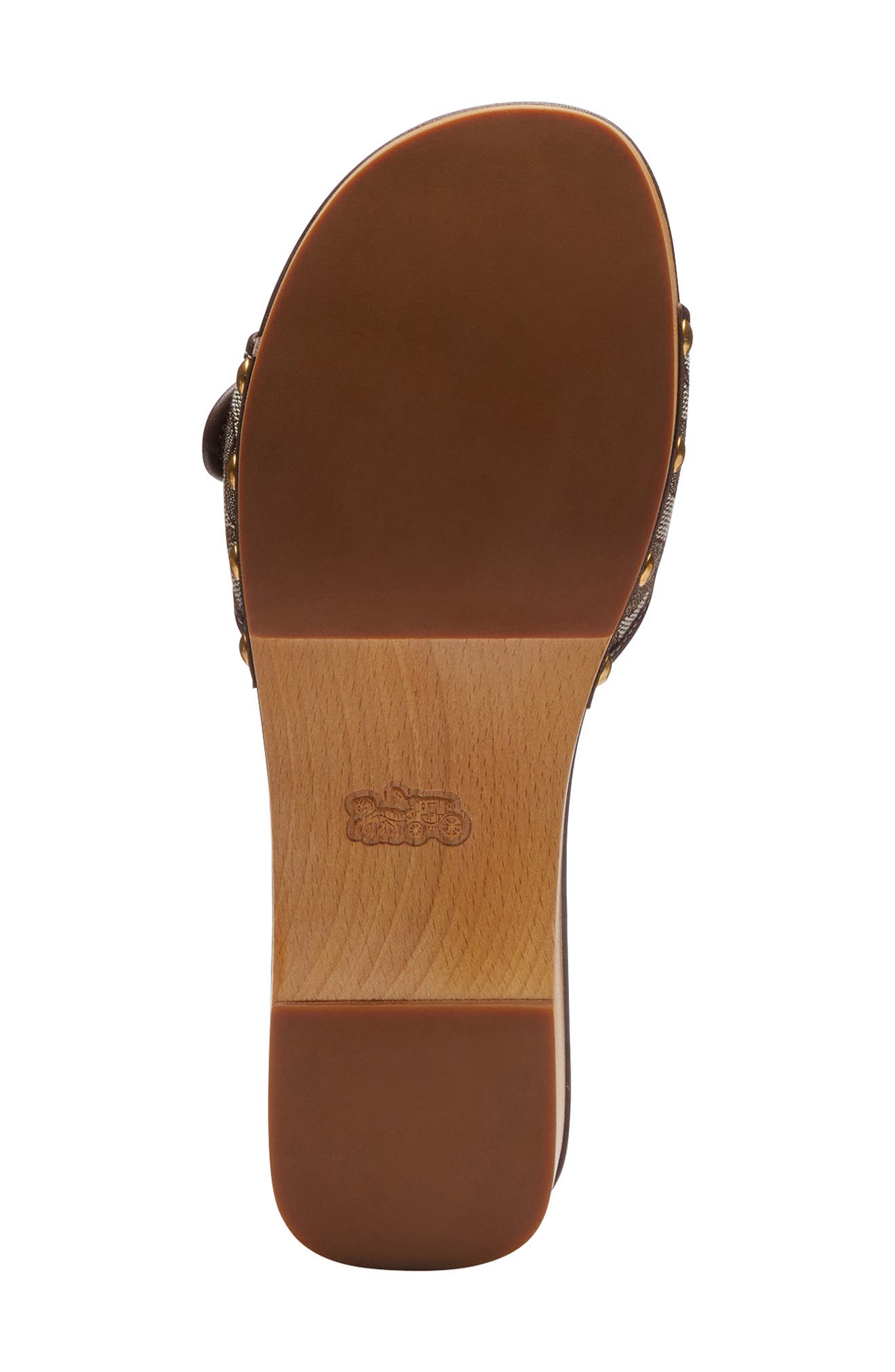 COACH Margot Signature Jacquard Slide Sandal, Alternate, color, Oak/ Maple