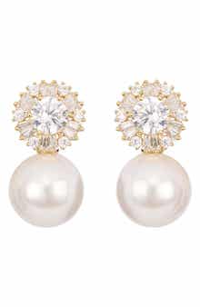 Cubic Zirconia & Faux Pearl Drop Earrings