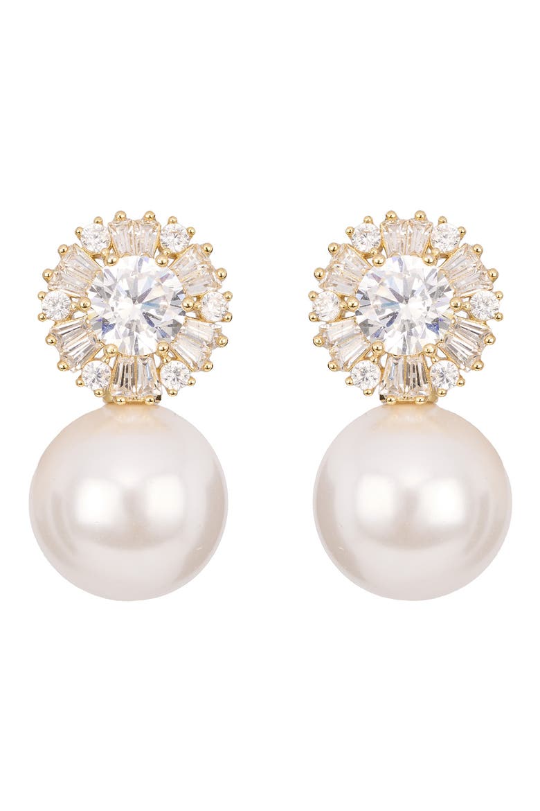 Cubic Zirconia & Faux Pearl Drop Earrings video