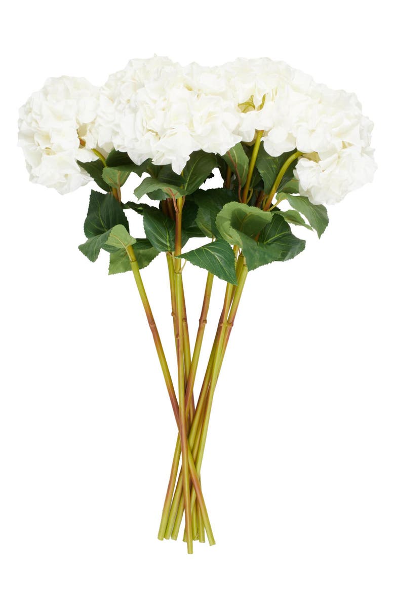 SONOMA SAGE HOME Set of Eight White Hydrangea Artificial Flowers, Alternate, color, 
