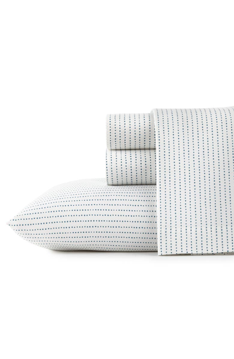 CITY SCENE Radius 200 Thread Count Cotton Percale Sheet Set, Main, color, Navy