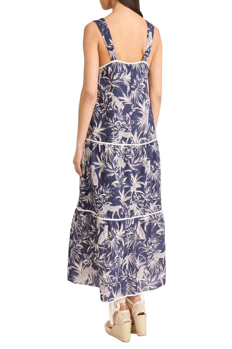 Square Neck Midi Sundress, Alternate, color, NAVY/ CREAM