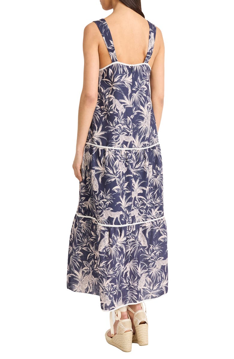 The Good Journey Square Neck Midi Sundress, Alternate, color, Navy/ Cream