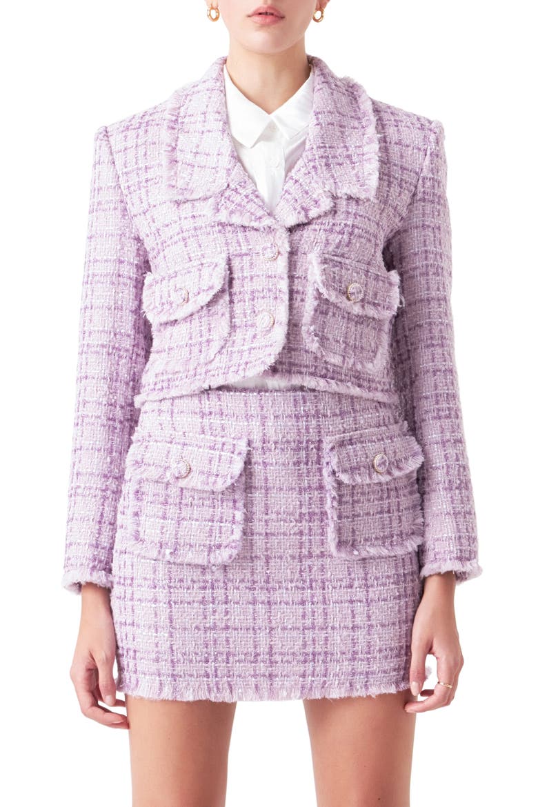 Tonal Bouclé Tweed Blazer, Main, color, PURPLE