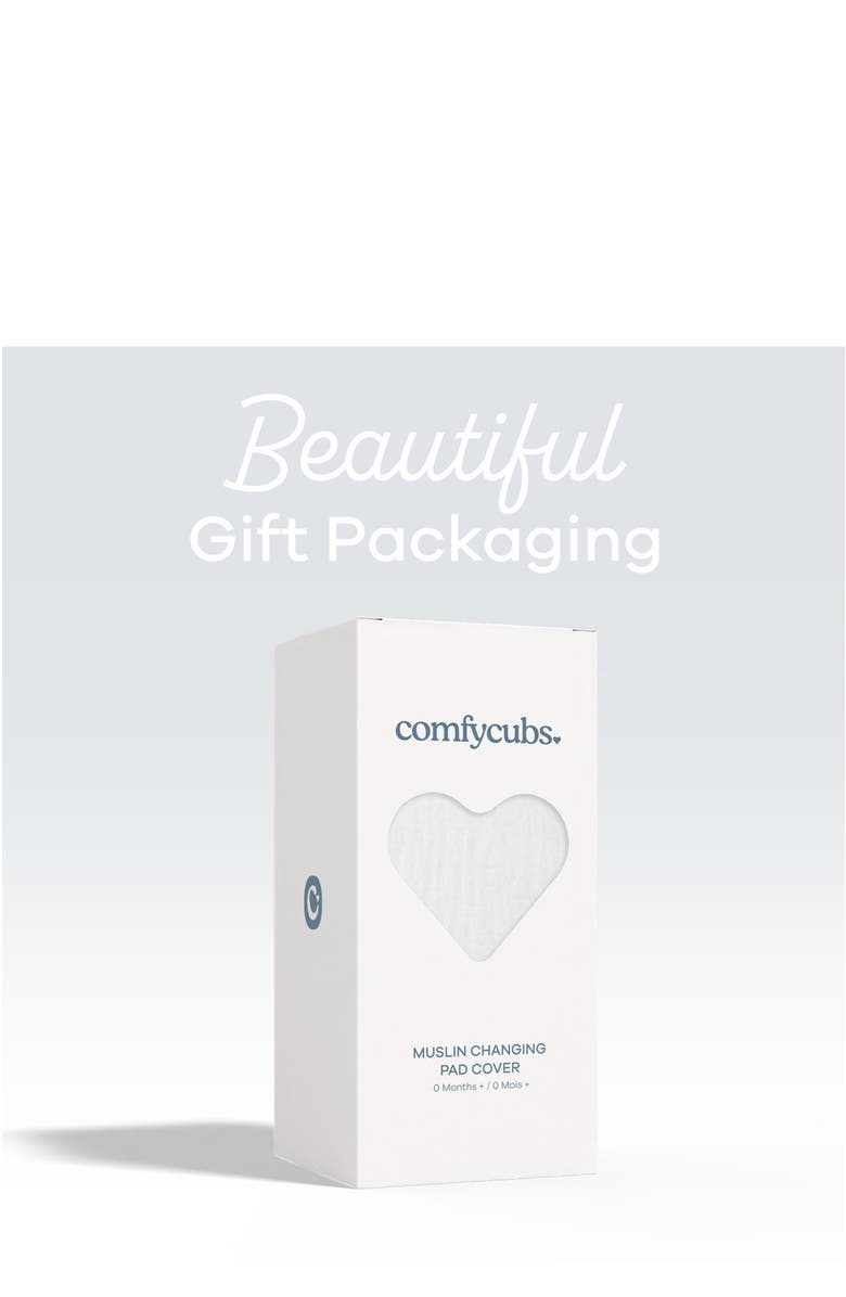 Comfy Cubs Muslin Fitted Changing Pad Cover, Alternate, color, White