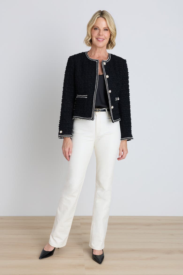 Joane Tweed Jacket, Alternate, color, Black