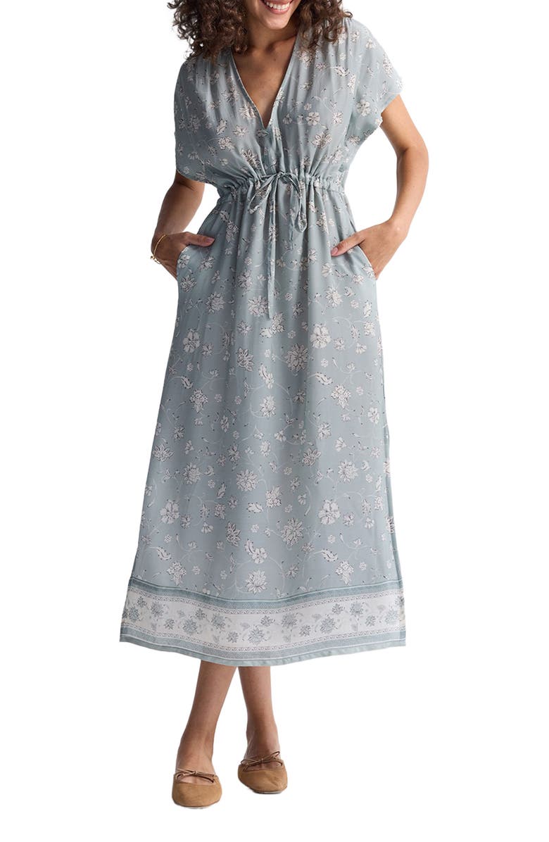 Reistor Deep V-neck Gathered Dress, Alternate, color, Serene Symphony