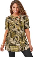 Jessica London Stretch Knit Cutout Swing Tunic