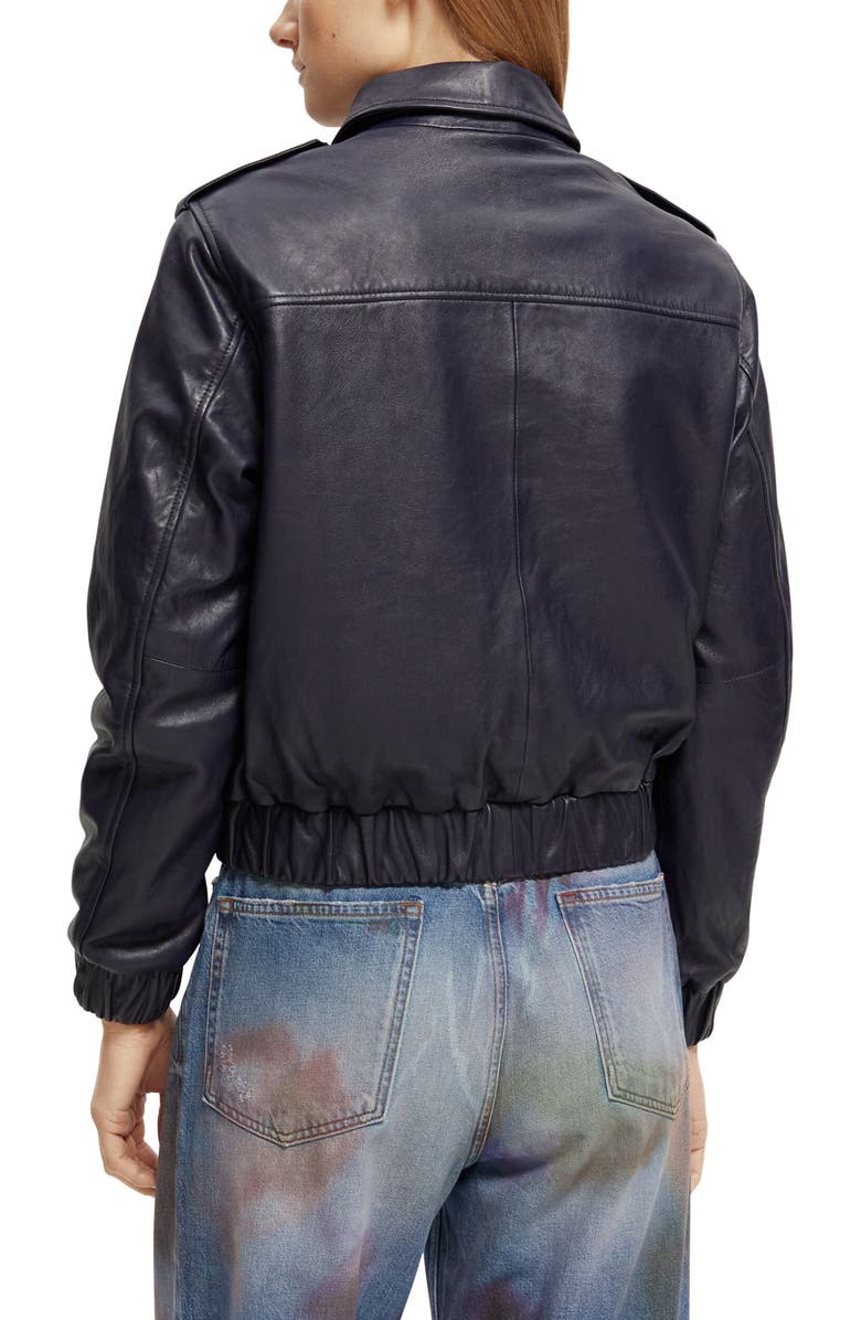 Scotch & Soda Leather Bomber Jacket, Alternate, color,