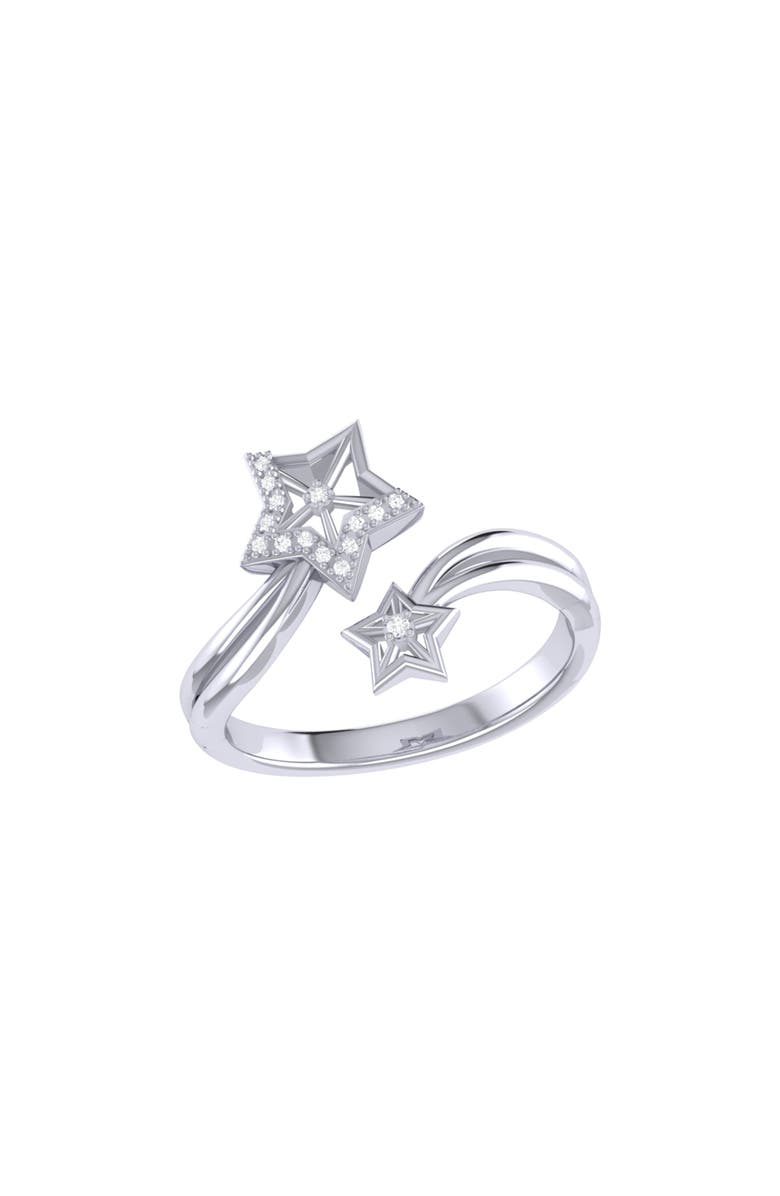 LuvMyJewelry Gleaming Star Duo Sterling Silver Diamond Ring, Main, color, 