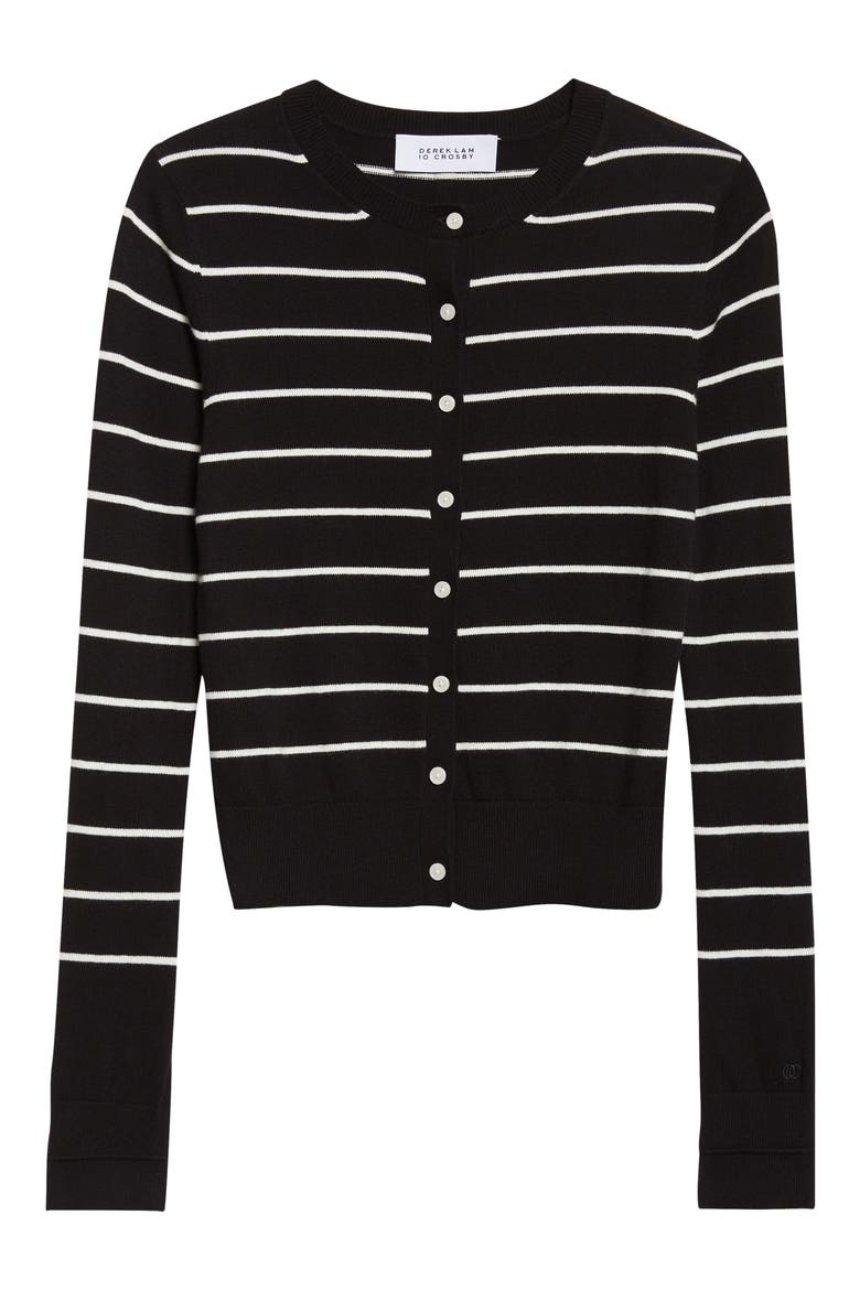 Thibeaut Stripe Cotton & Cashmere Cardigan, Alternate, color, BLACKLEAD