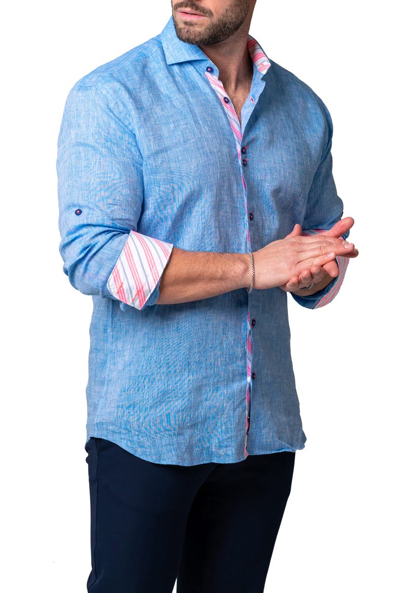 Einstein Lenny Blue Stretch Button-Up Shirt, Alternate, color, BLUE