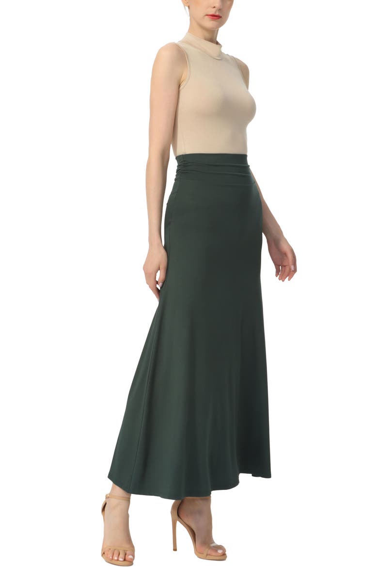 Women's Waist Ruched Maxi Skirt, Alternate, color, Forest Green