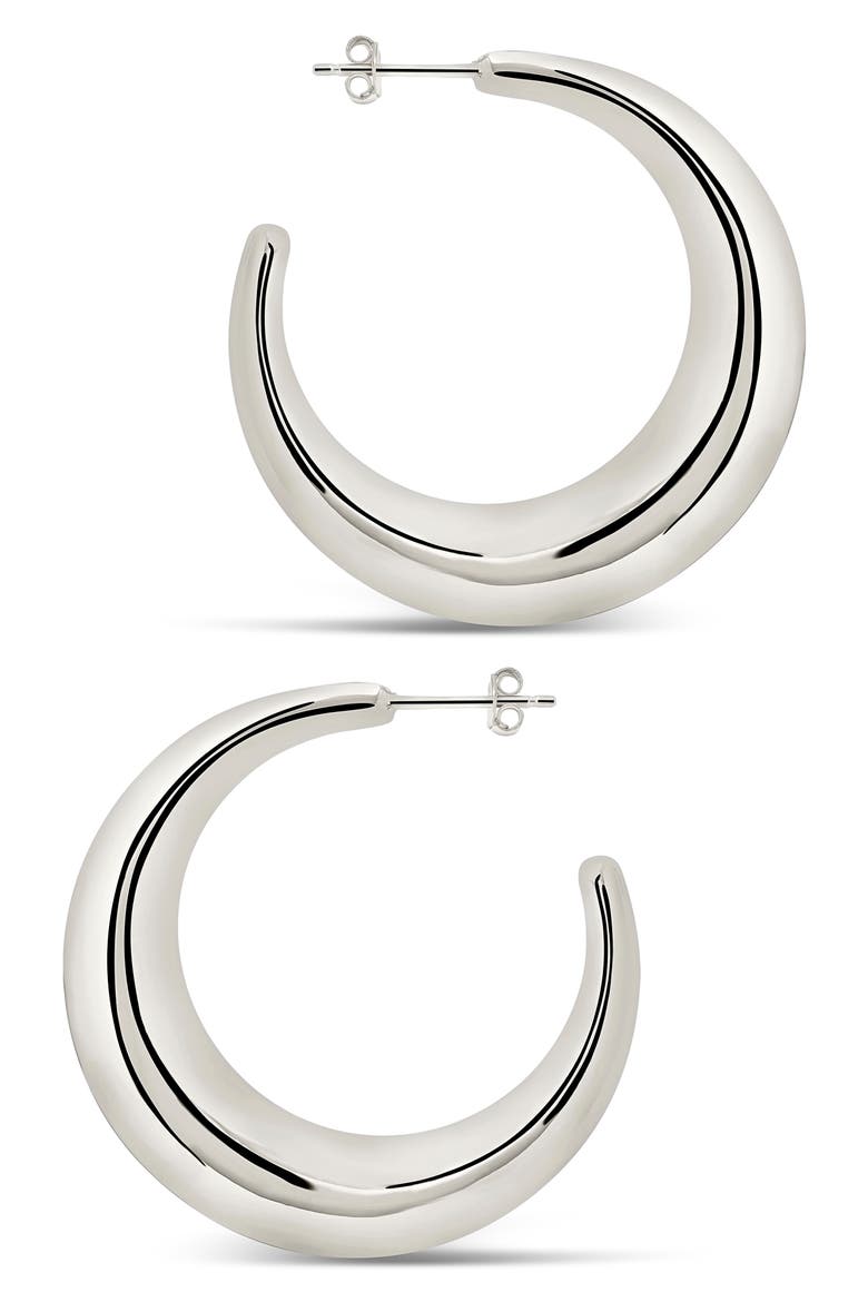 Trixie Tapered Hoop Earrings, Main, color, SILVER