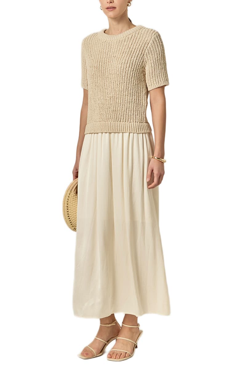 English Factory Mixed Media Cotton Blend Dress, Alternate, color, Cream