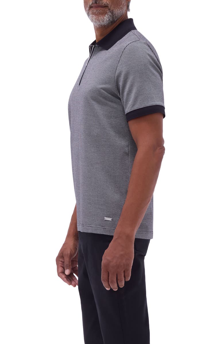 Bugatchi Contrast Trim Zip Polo, Alternate, color, Black