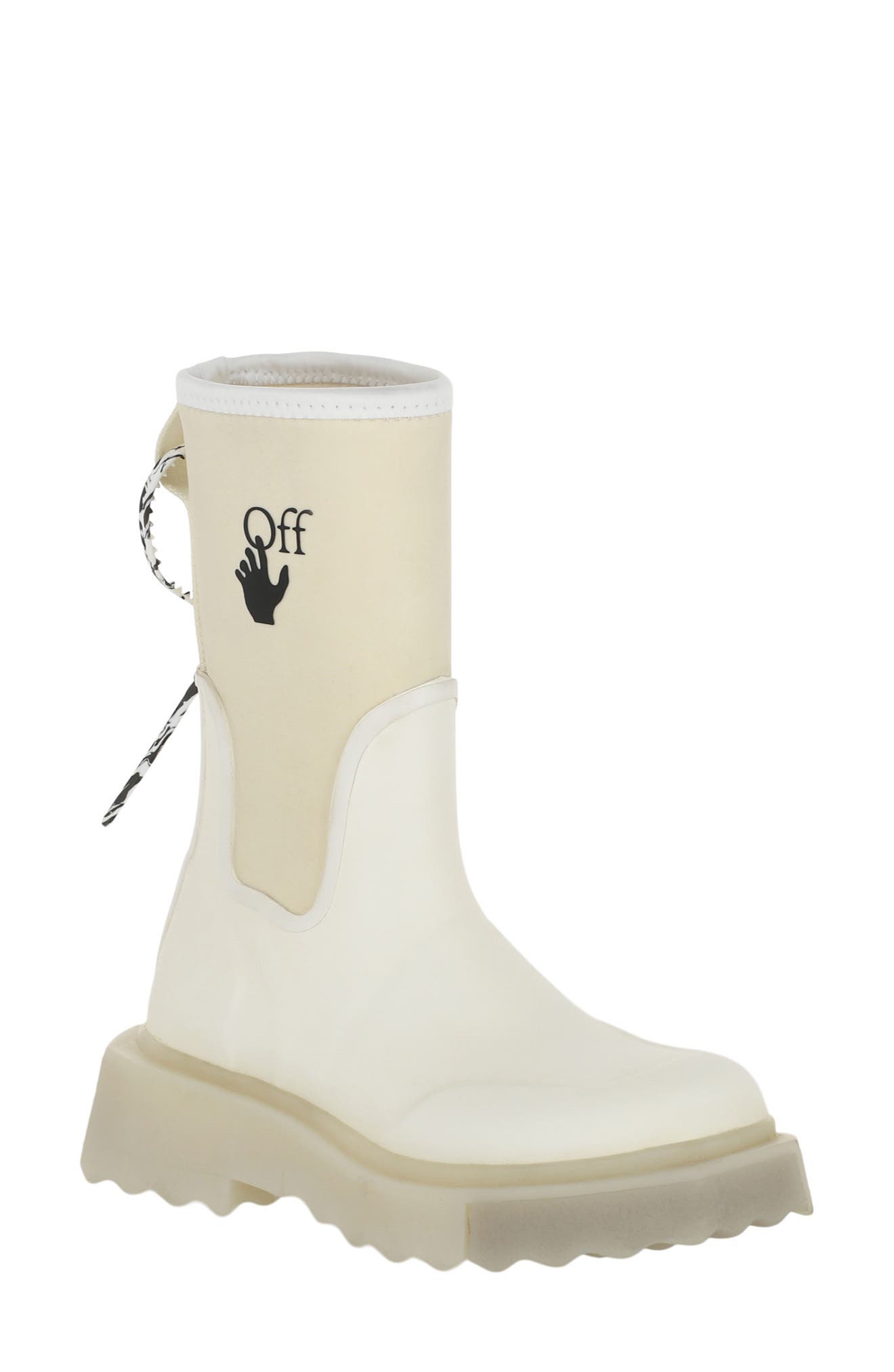 Off-White Sponge Sole Rain Boot, Main, color, 