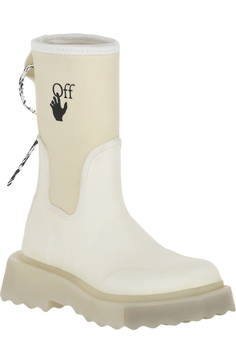 Off-White Sponge Sole Rain Boot, Main, color,