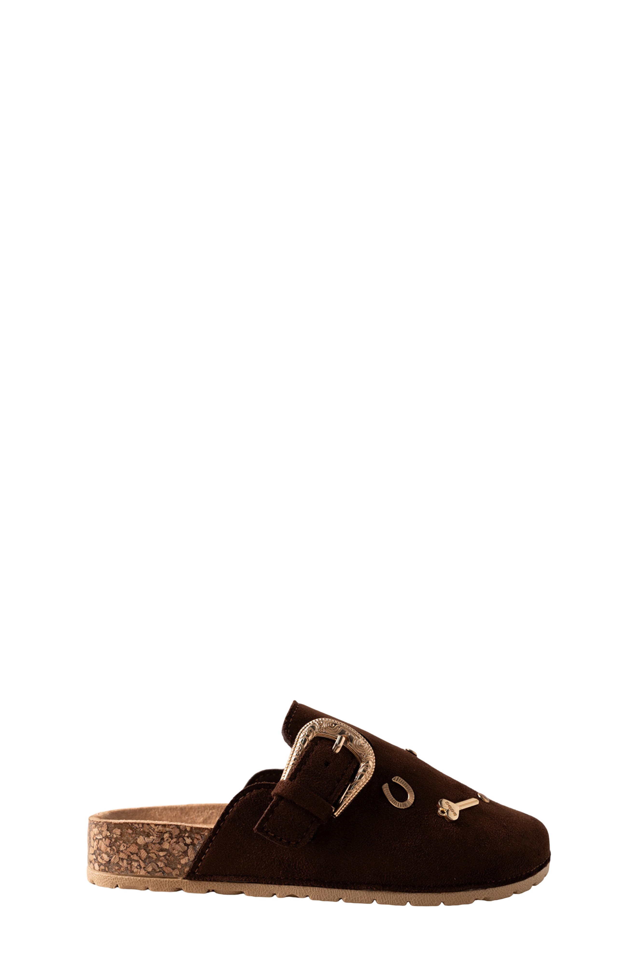 Kids' Western Buckle Clog, Alternate, color, DARK BROWN