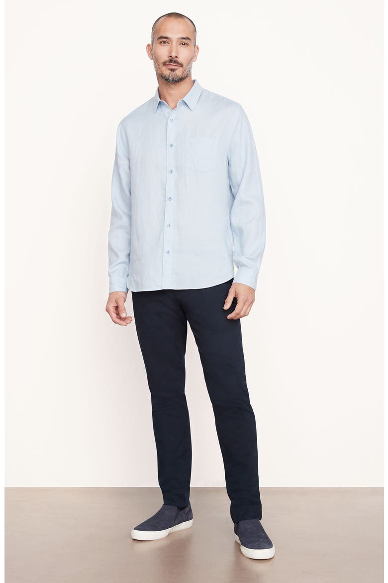 Linen Button-Up Shirt, Alternate, color, OXFORD BLUE