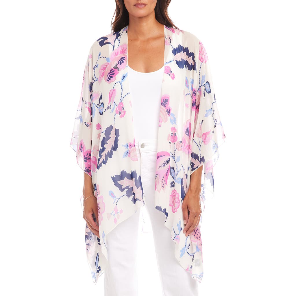 Karen Kane Open Front Jacket In Pink Print
