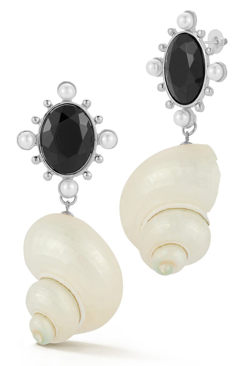 Shell Statement Drop Earrings, Main, color, SILVER