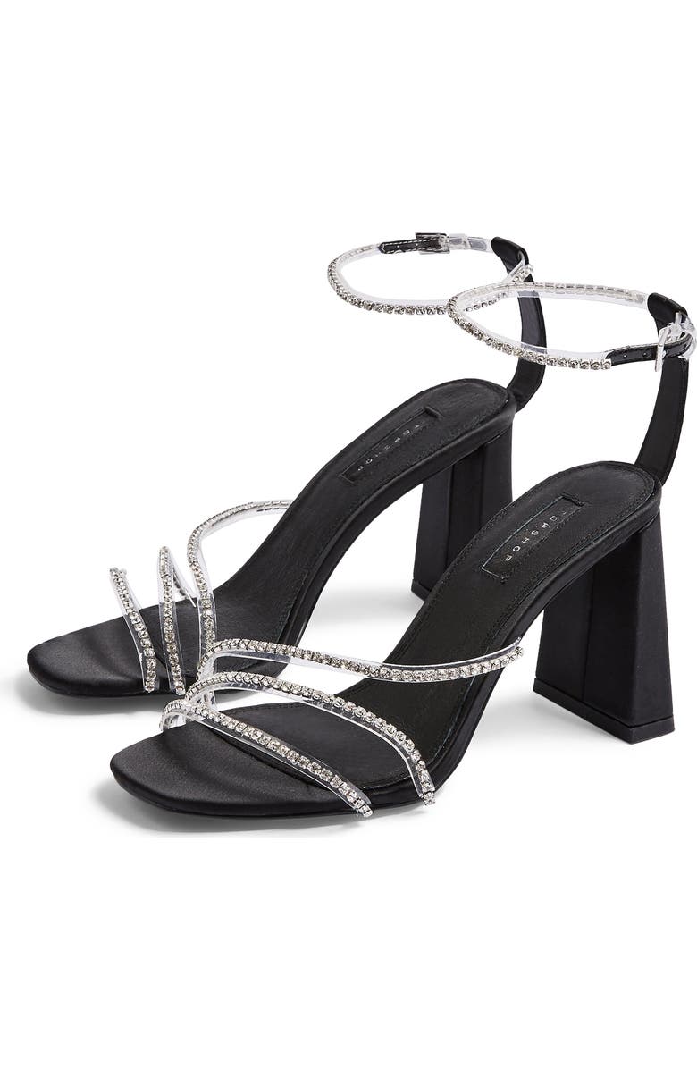 Topshop Sky Diamonte Ankle Strap Sandal, Main, color,