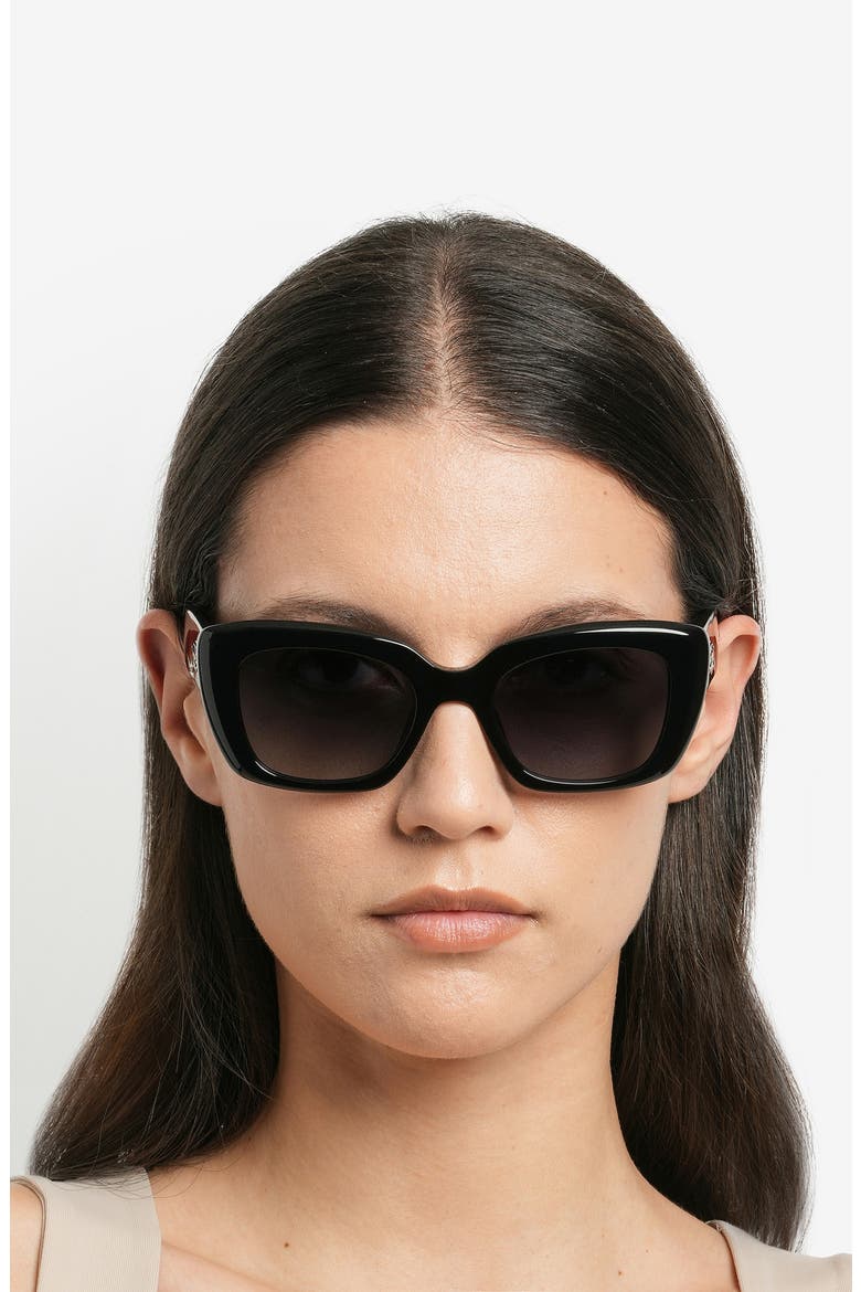 jenell 51mm gradient rectangular sunglasses, Alternate, color, GOLD BLACK