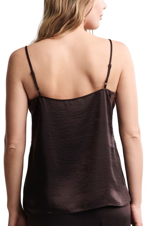 Barefoot Dreams Liquid Lace Trim Satin Camisole In Brown