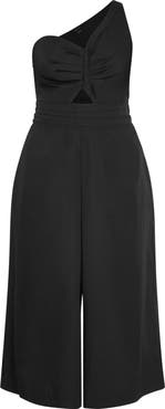 City Chic Rebecca One-Shoulder Crop Jumpsuit