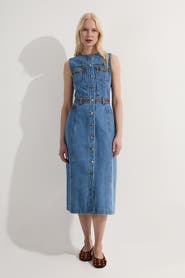 Karen Millen Sleeveless Denim Midi Dress