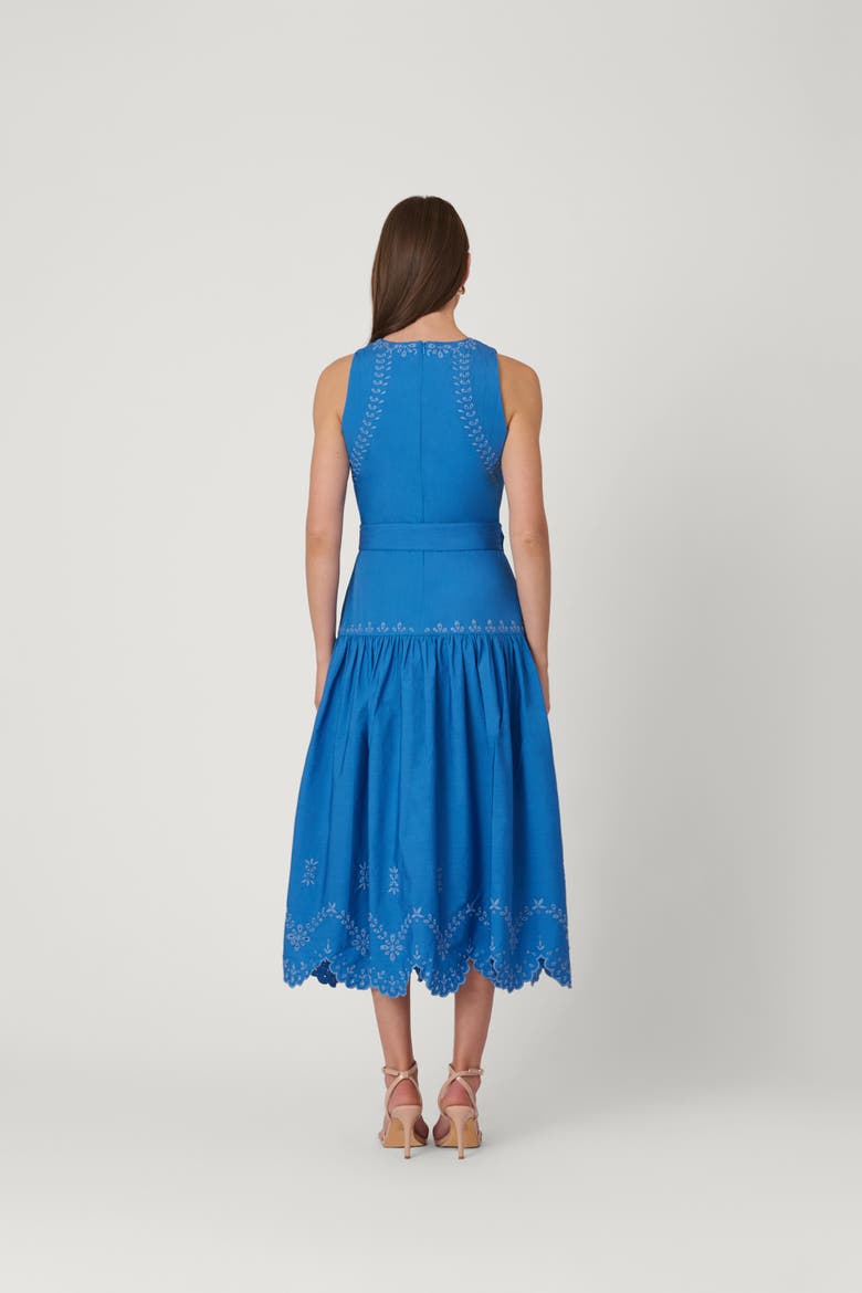 Lasercut Cotton Lennon Dress, Alternate, color, Marina
