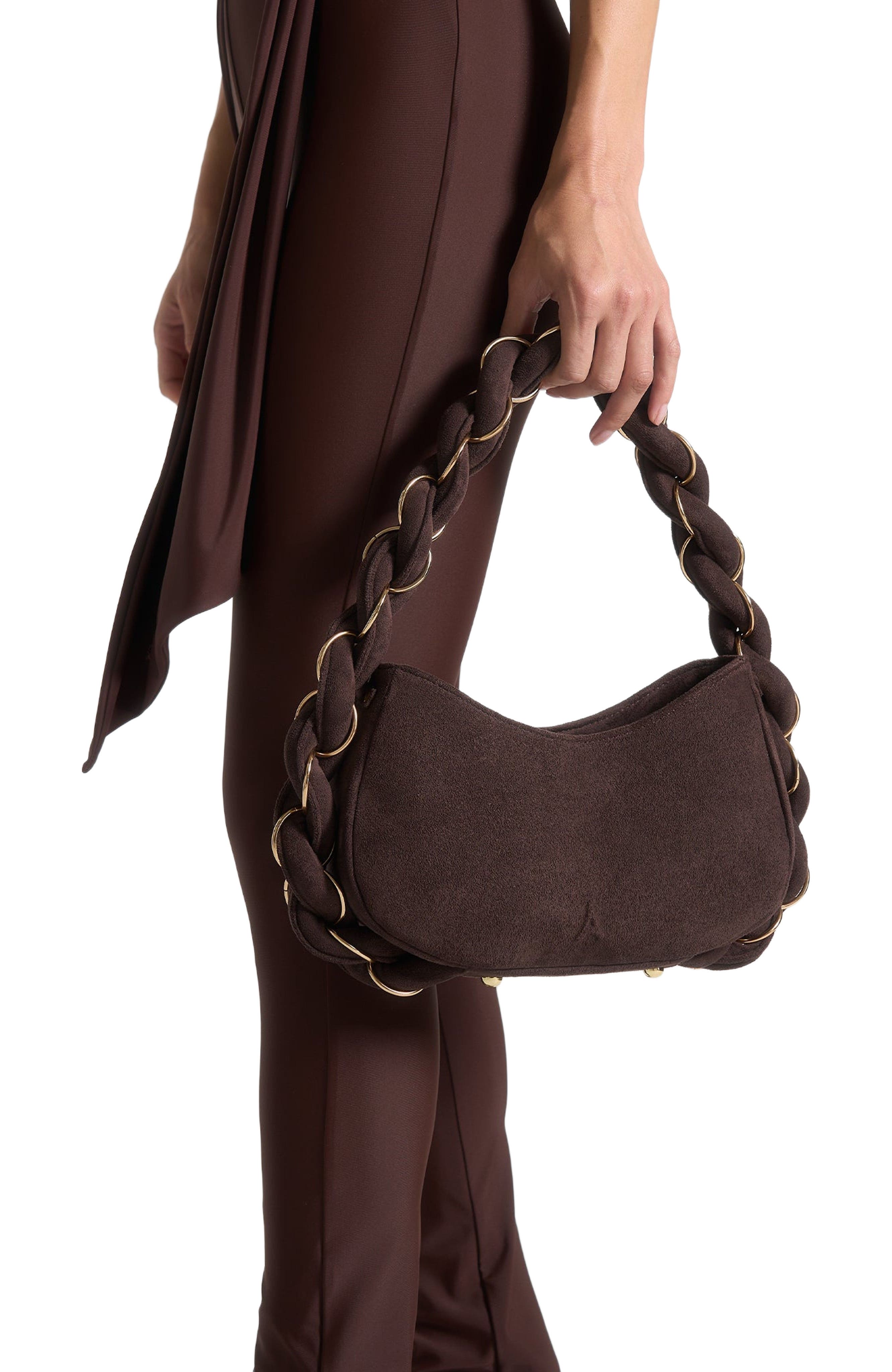 Manière De Voir Somme Suede Handbag, Alternate, color, Brown