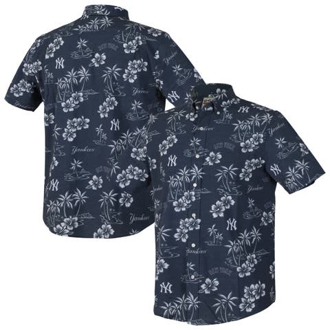 Men's Reyn Spooner  Navy New York Yankees Kekai Performance Button-Down Tri-Blend Top