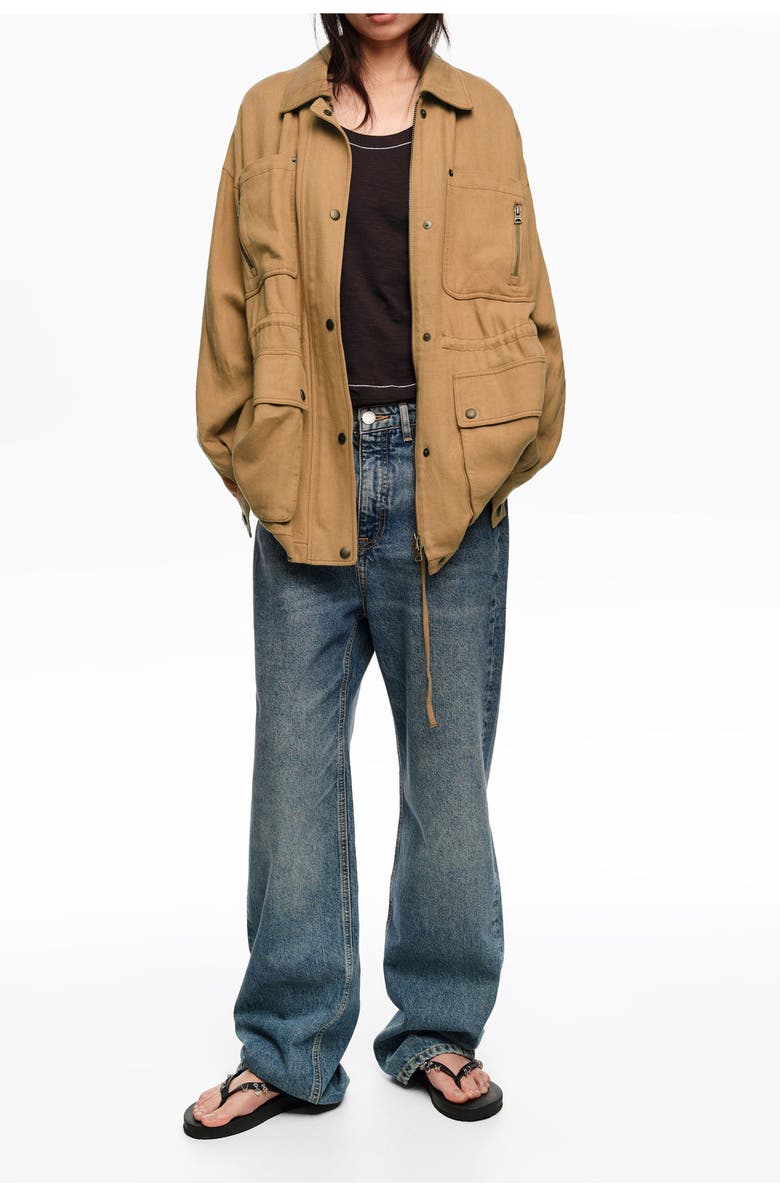 Bimba y Lola Jacket With Adjustable Waist, Main, color, Camel