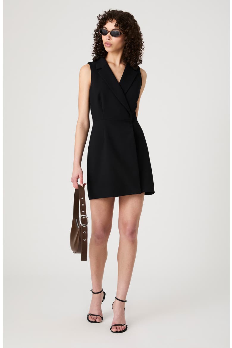 Whisper Sleeveless Double Breasted Blazer Minidress, Alternate, color, BLACK