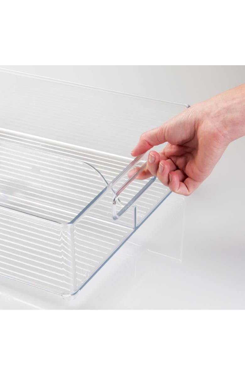 mDesign Divided Pantry Bin with Handles for Pantry, Refrigerator, or Freezer - Set of 6 - Clear, Alternate, color, Clear